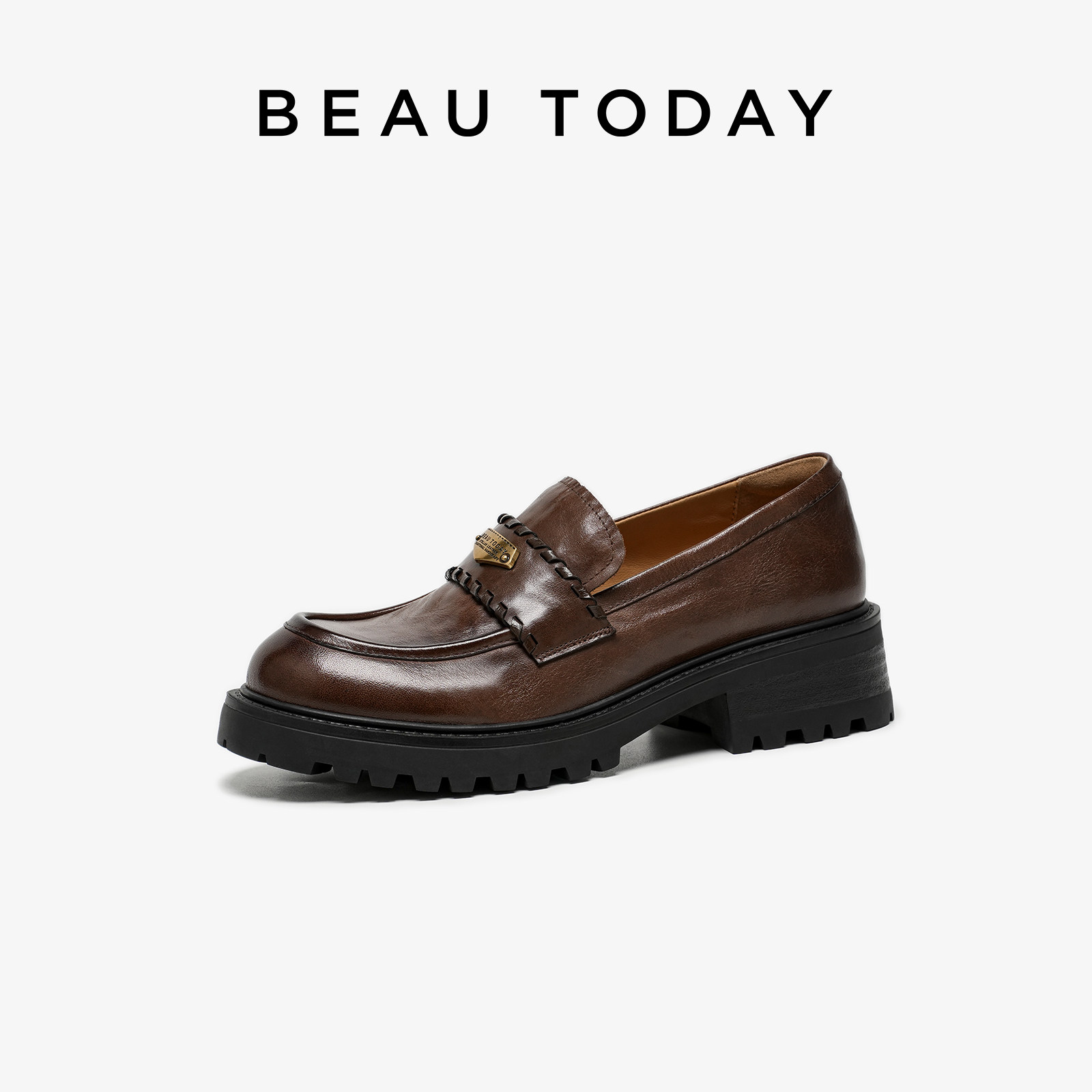 BeauToday厚底乐福鞋女款2025新款秋英伦风小皮鞋女士单鞋休闲鞋,淘宝优惠券,粉丝福利购,淘宝优惠卷