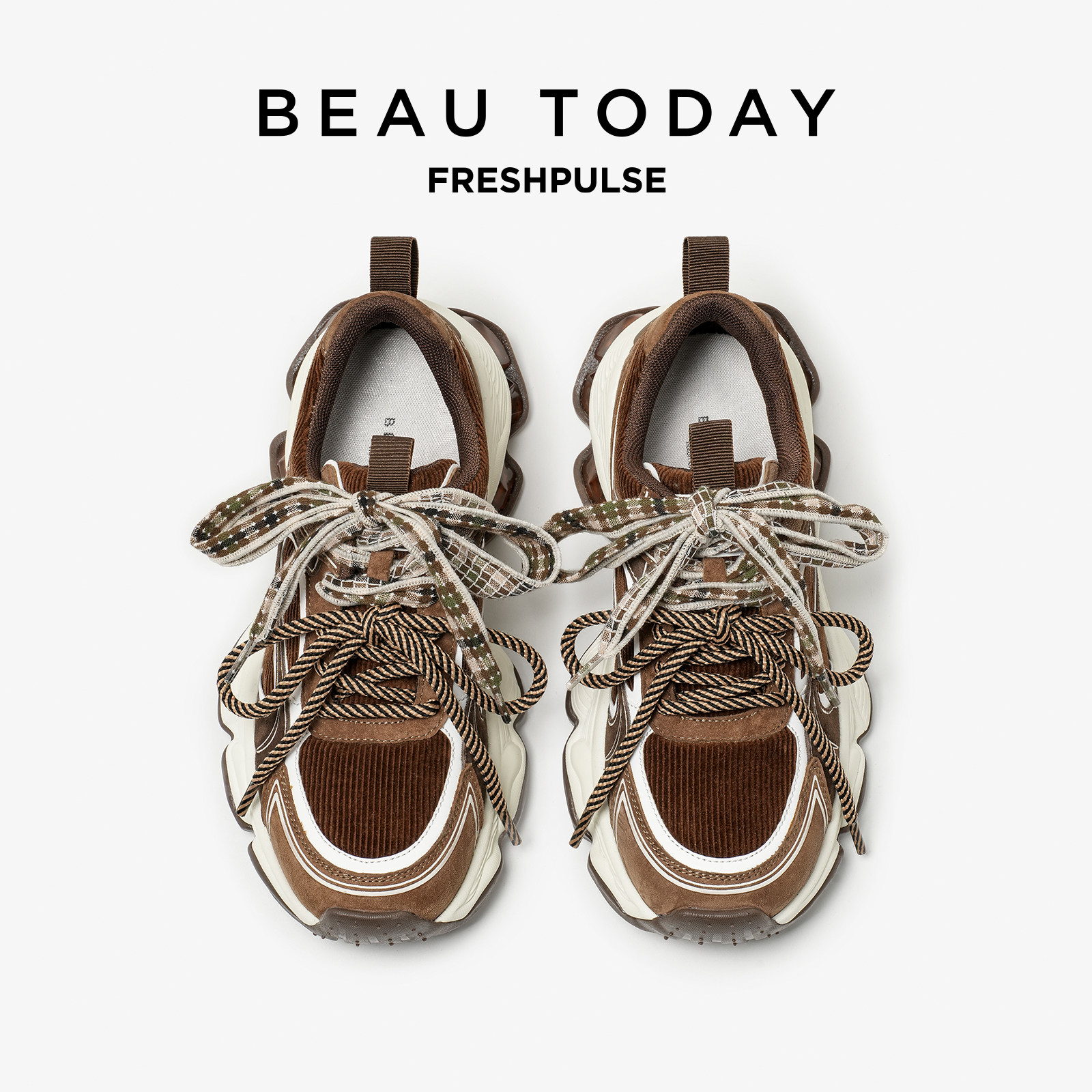 BeauToday厚底老爹鞋女冬季2025新款休闲运动鞋加绒女鞋美拉德风,淘宝优惠券,粉丝福利购,淘宝优惠卷