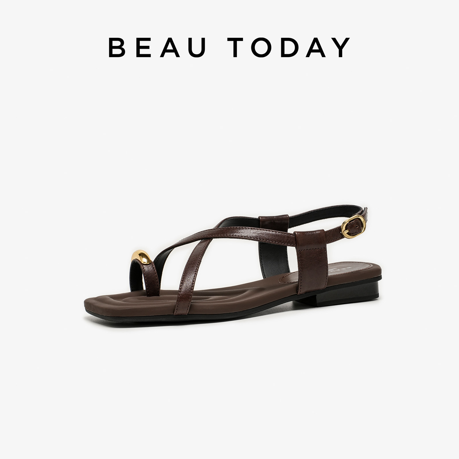 BeauToday平底时装凉鞋女2025新款夏季夹趾罗马凉鞋海边度假凉鞋,淘宝优惠券,粉丝福利购,淘宝优惠卷