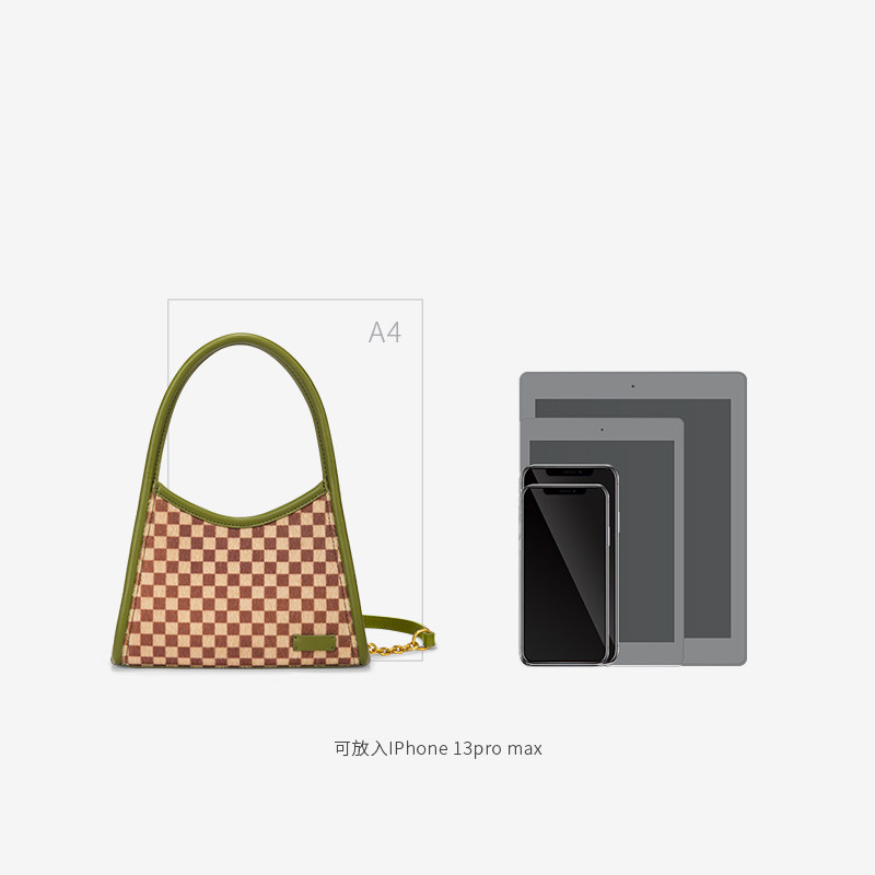 onetime绿色棋盘格礼物送女斜挎包 onetime女士包袋