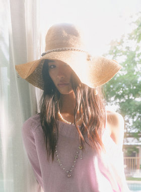 tokokkino 26新款「晨露花檐」水晶珍珠大草帽大帽檐遮阳帽女