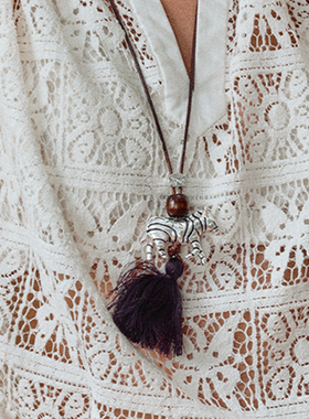 大斑马流苏长项链2026新款