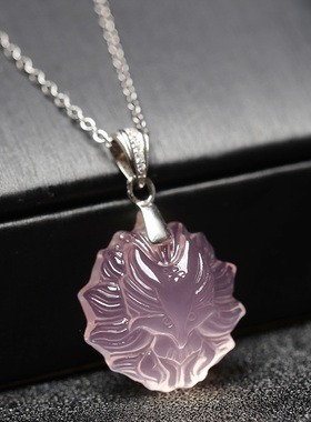 粉水晶九尾狐吊坠粉晶芙蓉石