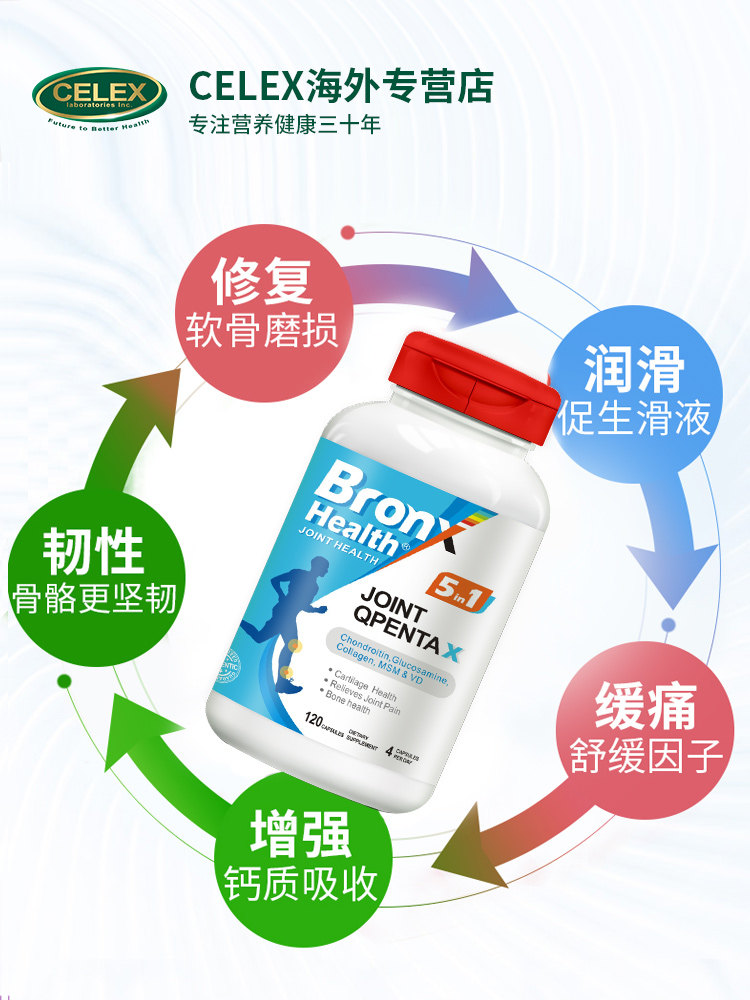 加拿大bronx关节五合一宝维骨力 celex海外氨基葡萄糖