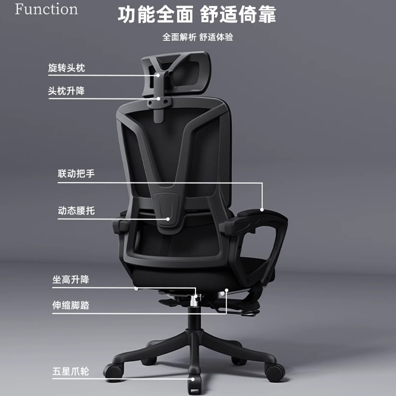 人体工学椅家用电脑椅舒适久坐护腰办公椅午睡可躺靠背椅子电竞椅-图2