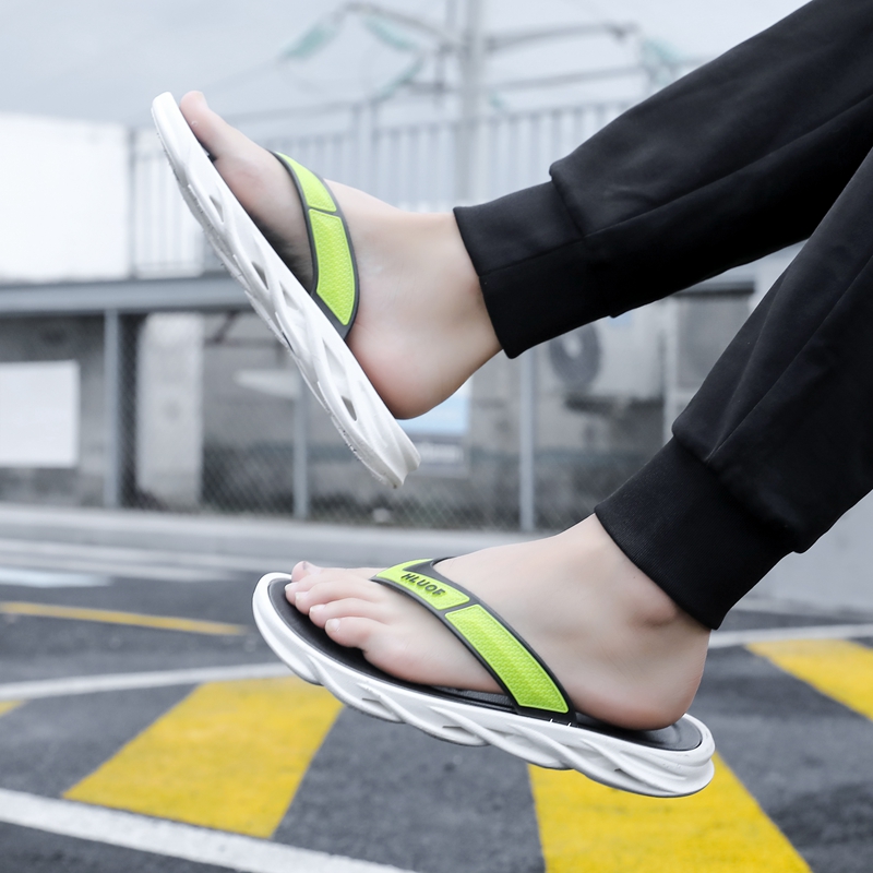 人字拖鞋男夹脚凉拖凉鞋男厚底学生潮流日常韩版拼色男鞋百搭耐磨 - 图2