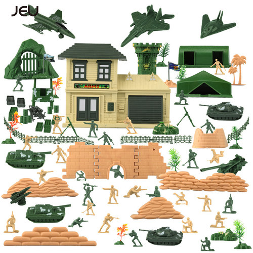 JEU男孩怀旧小兵人玩具军事战争沙盘套装塑料士兵军人打仗玩具-图0