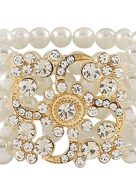 手工礼品白色珍珠五叶草手链新娘饰品女生首饰