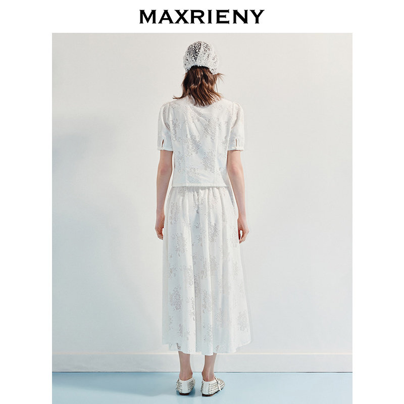 MAXRIENY华丽宫廷风压褶蕾丝雪纺衫25夏款修身收腰优雅气质上衣女,淘宝优惠券,粉丝福利购,淘宝优惠卷