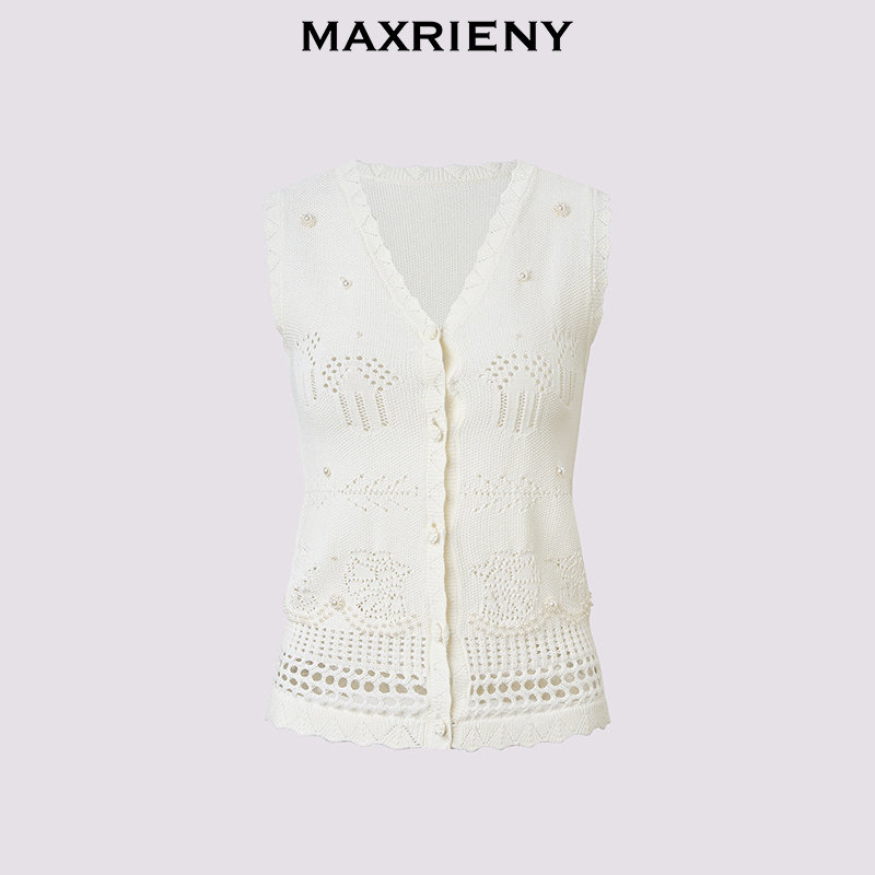 MAXRIENY波嬉风宽松v领毛针织马甲25夏款波西米亚风马夹背心女,淘宝优惠券,粉丝福利购,淘宝优惠卷