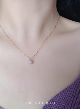 14k包金天然淡水珍珠项链