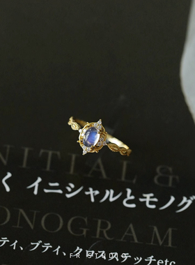 S925银镀金月光石戒指