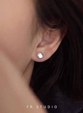 小银子天然巴洛克珍珠耳钉
