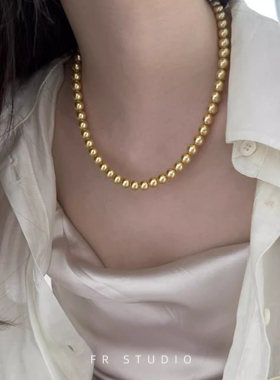 法式复古人造南洋金珍珠项链