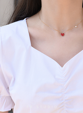 红色爱心项链女2025年新款小红心