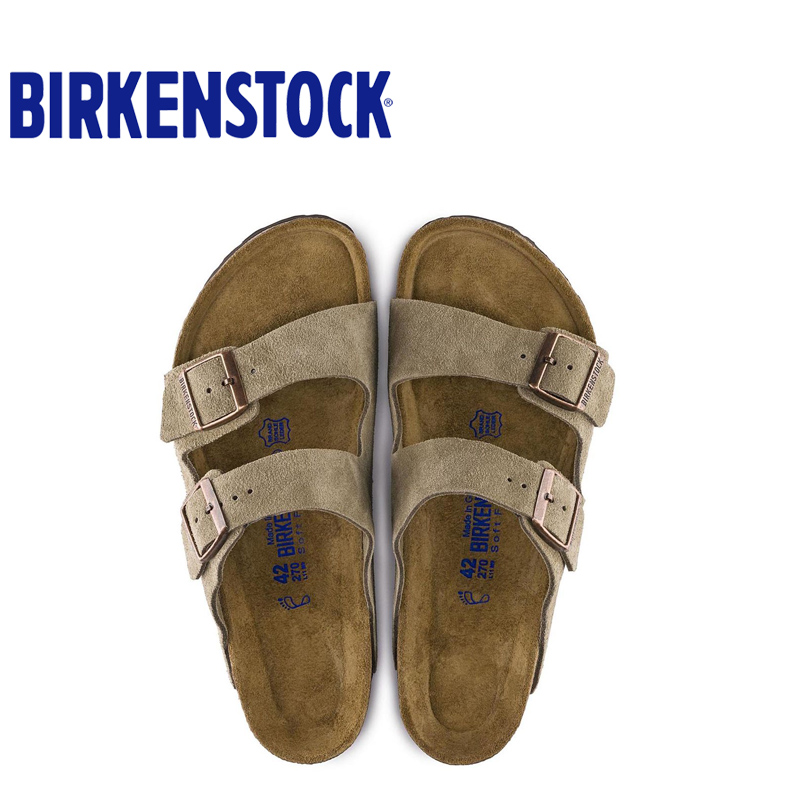 BIRKENSTOCK正品勃肯软木鞋德国进口绒面软底两扣男女凉鞋Arizona - 图1