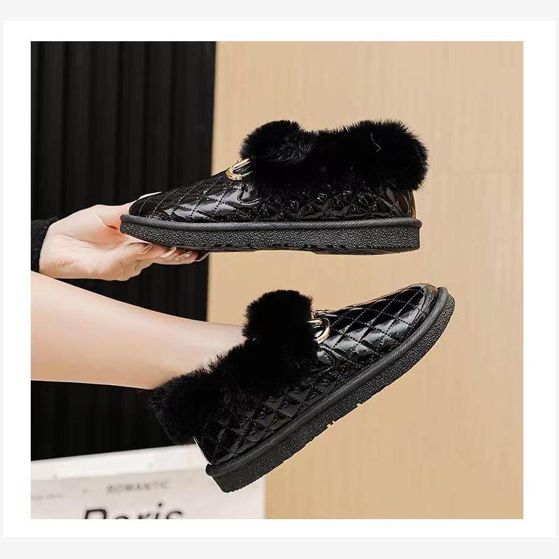 2024年冬季新款豆豆鞋毛毛棉鞋女韩版外穿平底保暖鞋一脚蹬孕妇鞋,淘宝优惠券,粉丝福利购,淘宝优惠卷