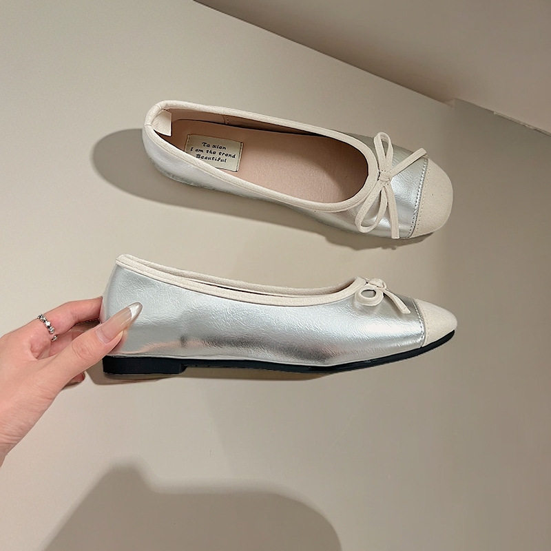 温柔晚晚鞋法式软面单鞋女2025年四季软底银色芭蕾舞鞋豆豆鞋瓢鞋,淘宝优惠券,粉丝福利购,淘宝优惠卷
