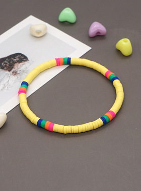 波西米亚风黄色软陶小手链