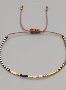 ins春夏新款简约仿MIYUKI米珠手工串珠百搭叠戴小手链女生闺蜜款