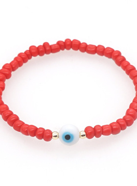 时尚OL个性浅蓝色手链几何型琉璃圆眼睛国产玻璃米珠手链女生闺蜜