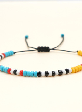 ins小众设计波西米亚民族风渐变米珠情侣串珠手链闺蜜小礼物手绳