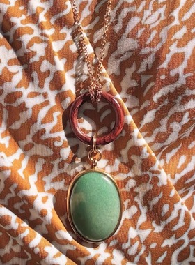 HELENE PRIME | 26新款Petra金色链本质圈砂金石绿色坠项链