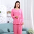 Hoa nhỏ quỷ mới cotton lụa jacquard nữ đồ ngủ mỏng cotton lụa dịch vụ tại nhà quần dài tay cotton nhân tạo DC48 - Bộ Pajama