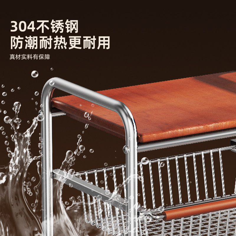 304不锈钢零食小推车置物架客厅落地多层移动收纳架子中古风茶几,淘宝优惠券,粉丝福利购,淘宝优惠卷