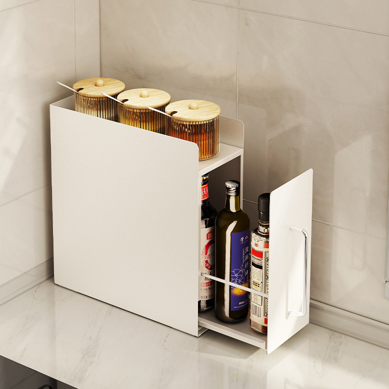 奶油风厨房转角调料品置物架台面防尘保鲜膜收纳架橱柜抽拉储物柜,淘宝优惠券,粉丝福利购,淘宝优惠卷
