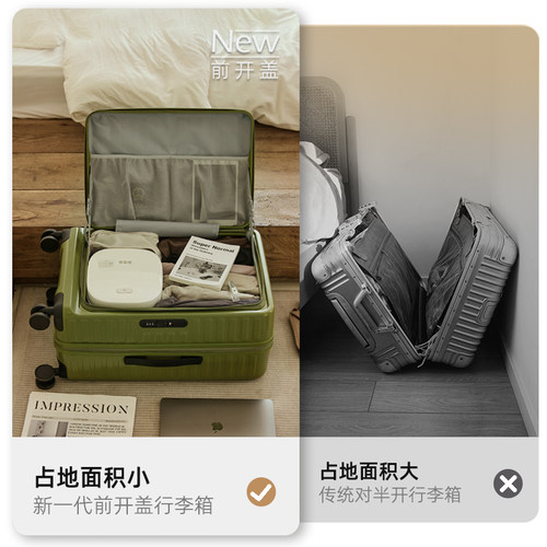 登机行李箱女20寸多功能前侧开盖密码皮箱拉杆箱男旅行箱2025新款 - 图2