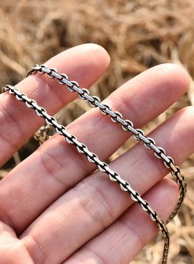 进口男女款925纯银扁圆环项链