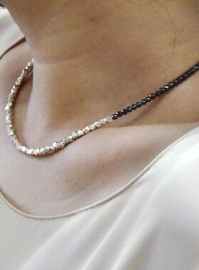 水晶纯银小方块项链同款