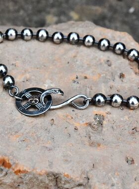 进口男士925纯银欧美圆珠手链