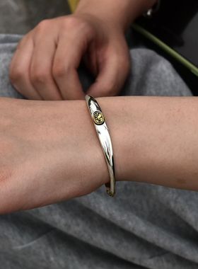 复古欧美款印第安鹰头纯银手环