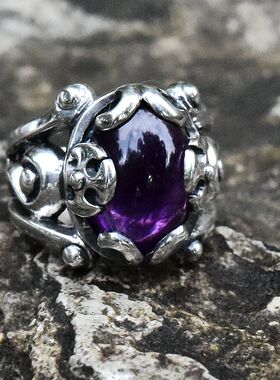 进口女士镶水晶925纯银宫廷戒指