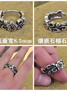 进口男女款925纯银复古镶钻戒指