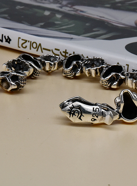 进口男士925纯银十字骷髅头手链