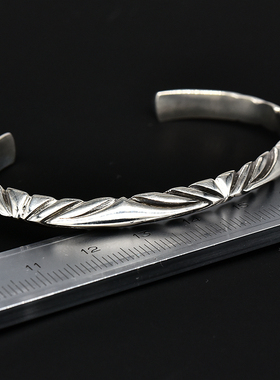 泰国印第安风格箭头花纹纯银手镯