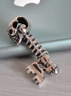 进口男女款925纯银骷髅钥匙吊坠