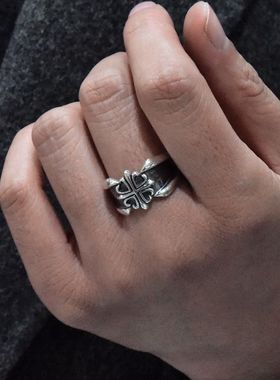 男女潮小众款简约十字架花纹复古