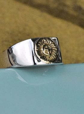 进口男女款925纯银鹰标方面戒指