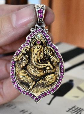 进口男女款925纯银镶钻象鼻佛坠