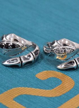 进口男女款925纯银镶钻异形戒指