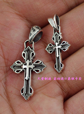 泰国日系复古纯银情侣十字架吊坠