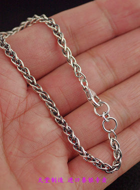 进口女士925纯银编织复古手链