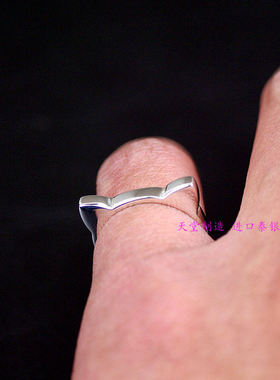 *泰国进口,可爱女生款925纯银猫咪轮廓戒指