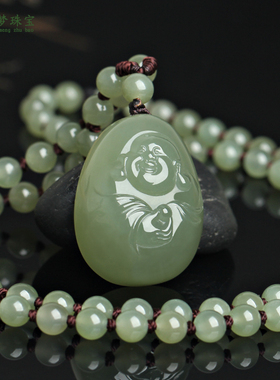 和田玉弥勒佛公玉吊坠挂件玉项链