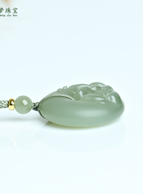 和田玉莲花平安扣吊坠挂件男女款