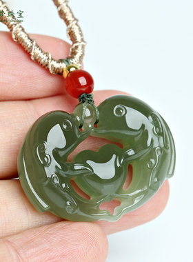 和田玉海豚爱心玉吊坠情侣款玉佩